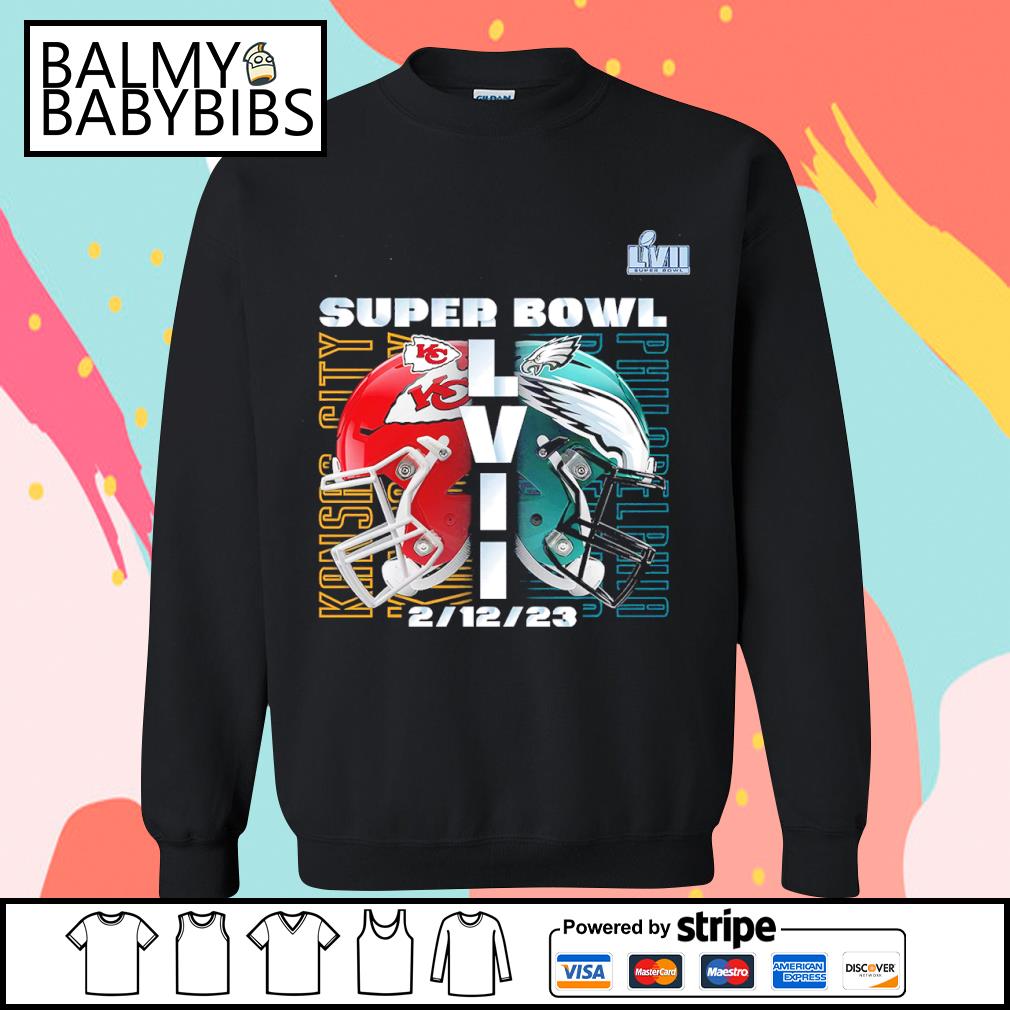 Kansas city Chiefs vs philadelphia eagles super bowl lvii matchup helmet  decals 2023 shirt, hoodie, sweater, long sleeve and tank top